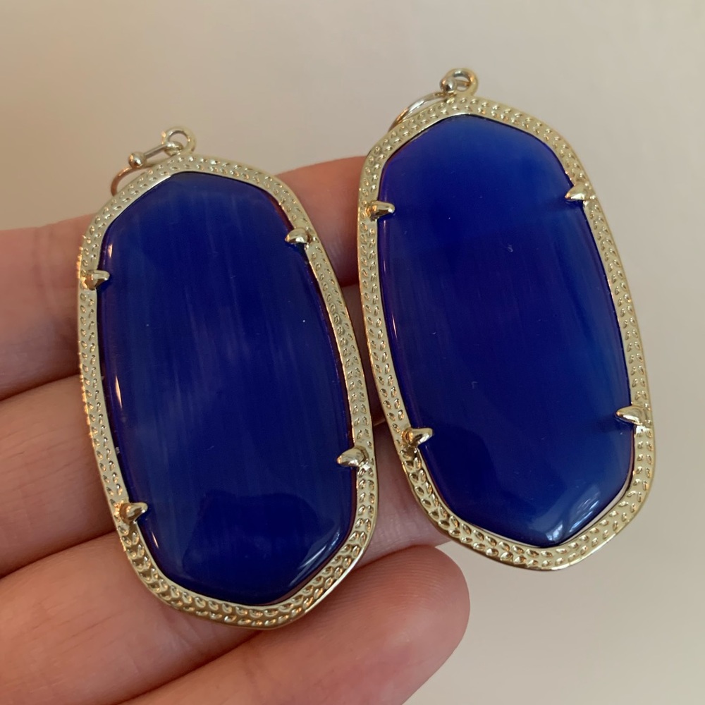 Kendra Scott Gold Danielle Earrings in Cobalt Blue